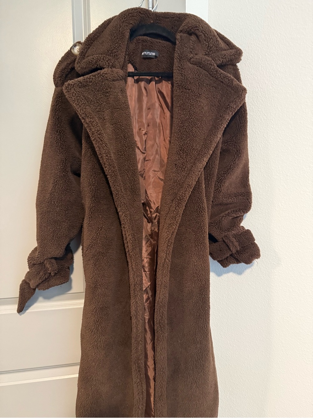 PrettyLittleThing Chocolate Brown Teddy Long Coat